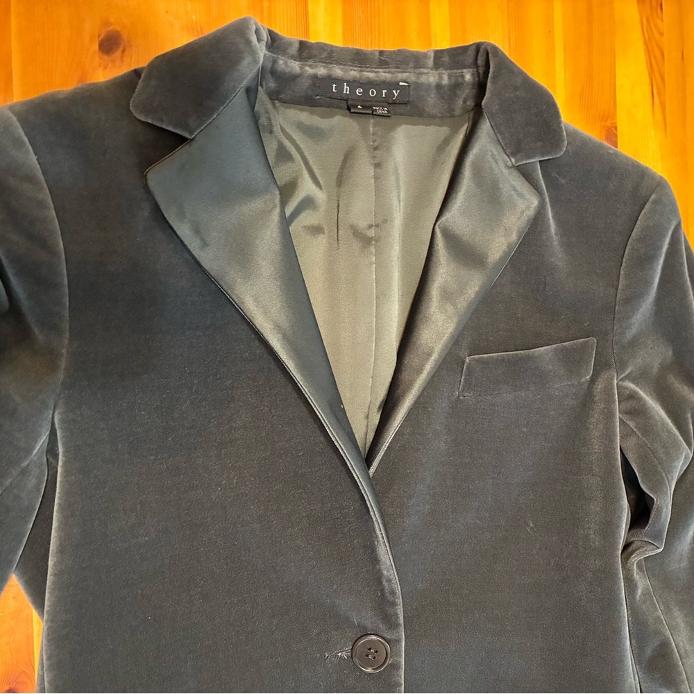 Theory Gray Velvet Blazer - Picture 2 of 7